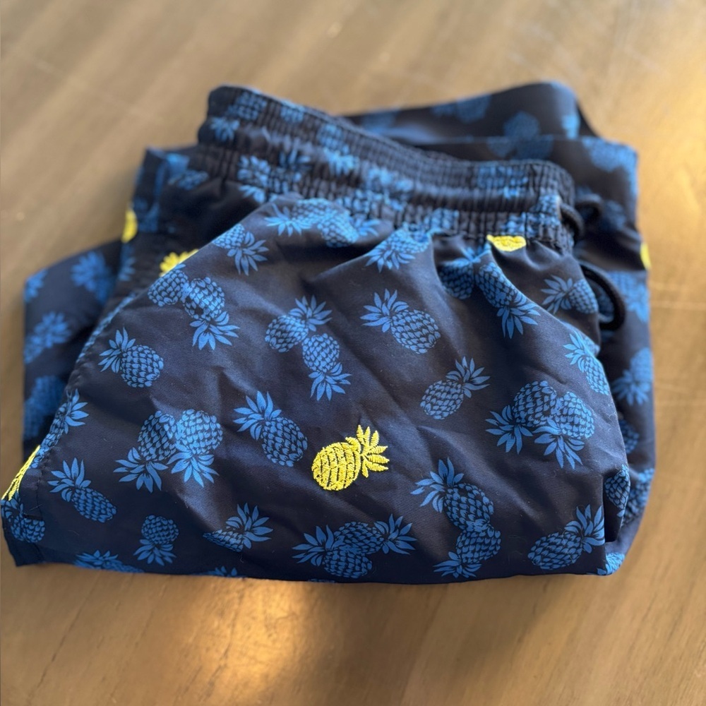 Tommy Hilfiger Swim Shorts Trunks Medium Pineapple Embroidered w/pockets Blue - Picture 5 of 9